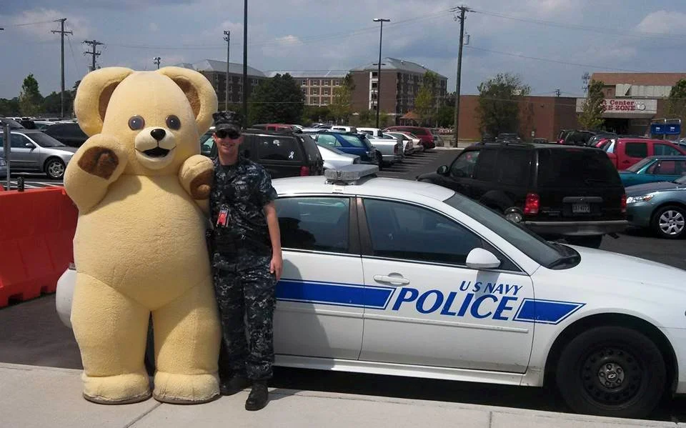 Jeff Lyon as a U.S. Navy police officer during a community outreach event